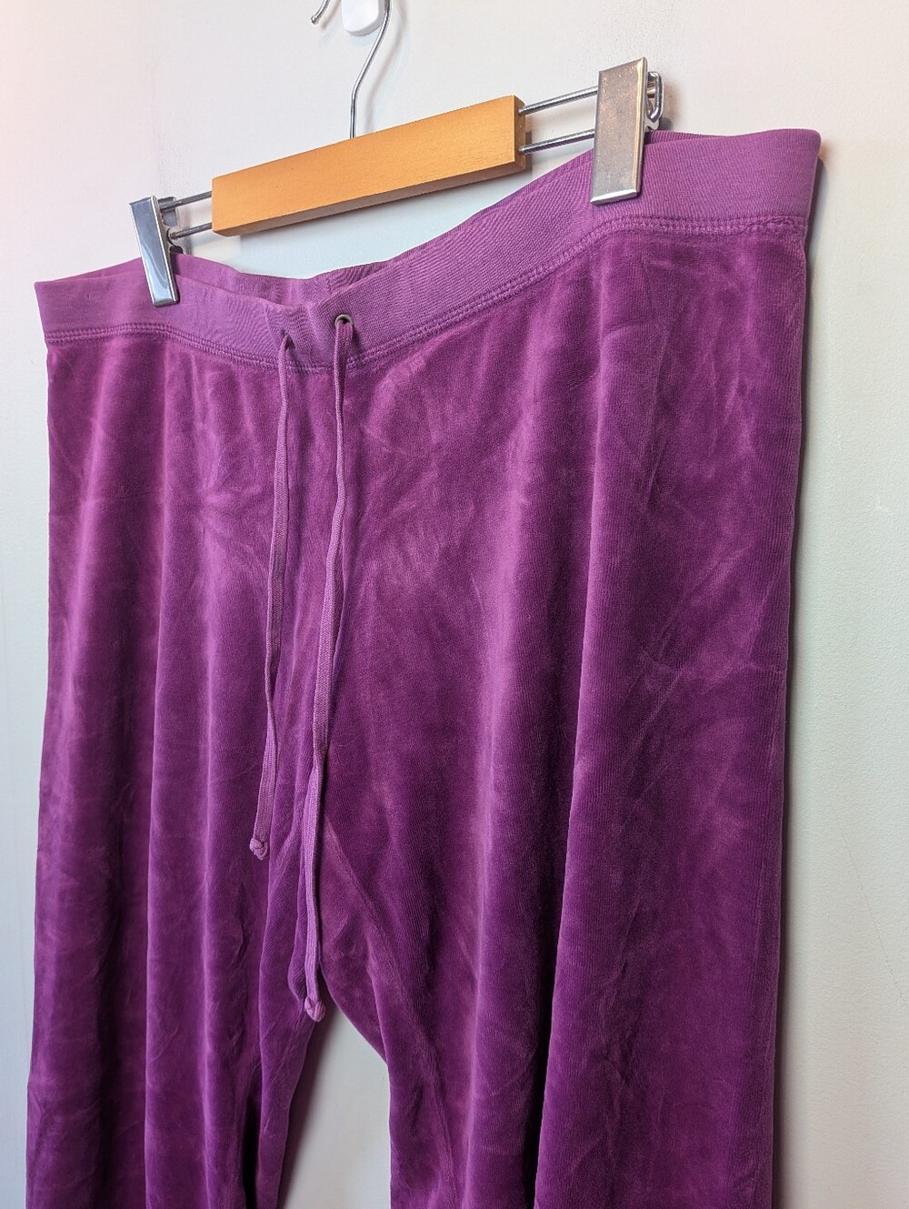 VTG Y2K JUICY COUTURE Velvet Purple Sweatpants Size XL Made Un USA 00' Low Waist - Picture 2 of 9